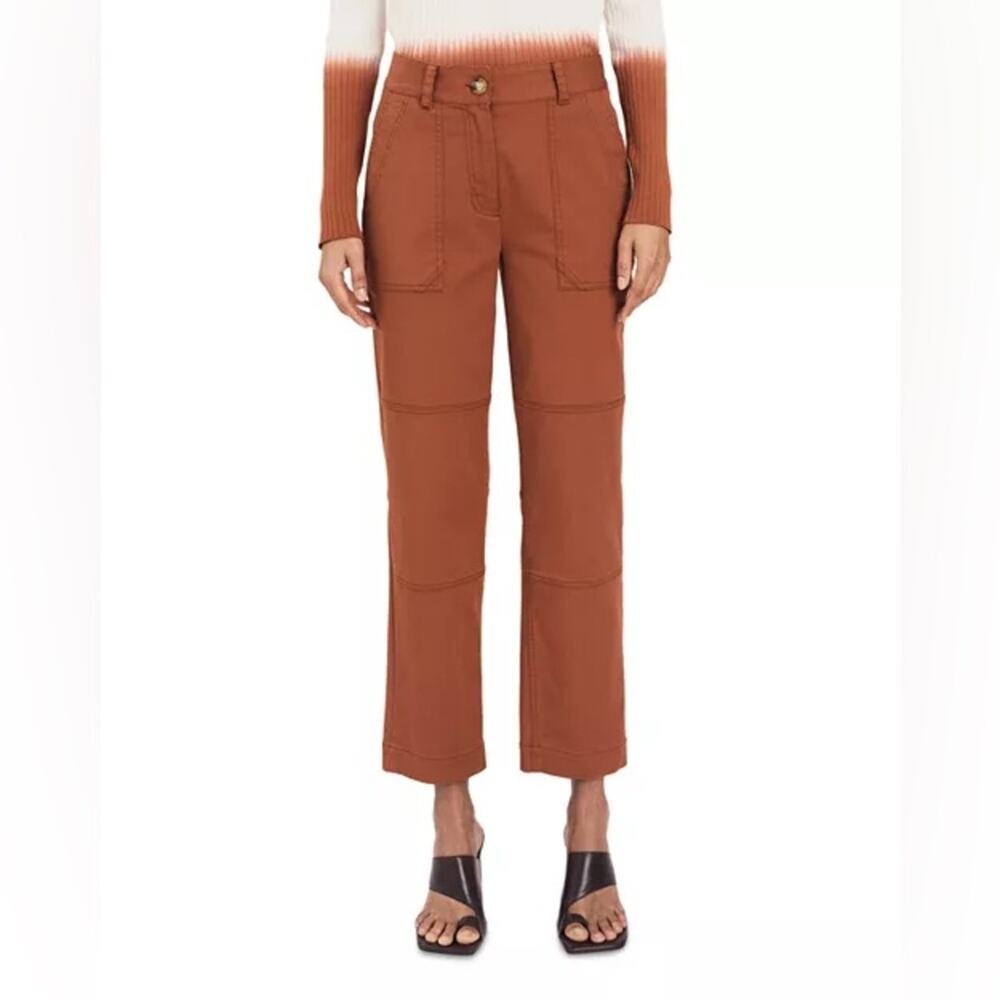 NWT Derek Lam 10 Crosby Therese Straight Leg Pants Cinnamon Brown Size 4